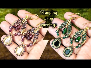 Hanging drop earrings tutorial/DIY beaded drop earrings/beaded jewelry making