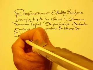 A1  -   CALLIGRAPHIE LATINE et PALEOGRAPHIE  -  Cursive gothique du milieu du XVIme sicle.