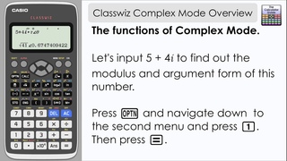 Casio Classwiz Complex Mode - Modulus & argument and Cartesian form (Casio Calculator, 991EX)