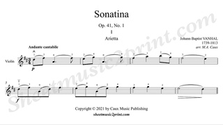 Vanhal : Sonatina op. 41, no. 1 (1/2 : Arietta) - Violin