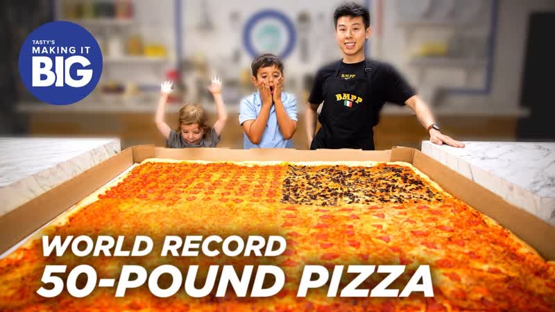 I Made A Giant 50 Pound Pizza For Two Little Kids