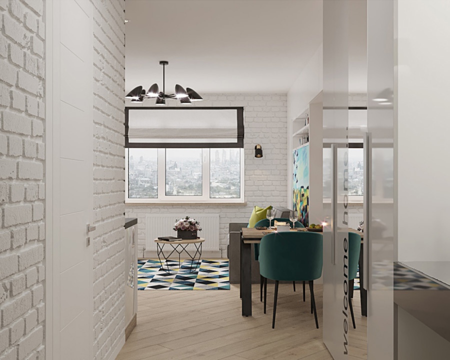 Дизайн-проект (3D-визуализация) квартиры-студии 29,2 кв.