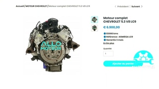 - Moteur complet CHEVROLET 5.3 V8 LC9
