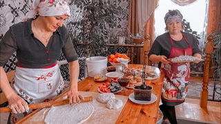 Жизнь в ТАТАРСКИХ деревнях ! БЕШБАРМАК из трёх видов мяса! Черемуховый пирог, балиш, блины!